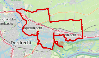 Kaartje van Biesbosch 45 km